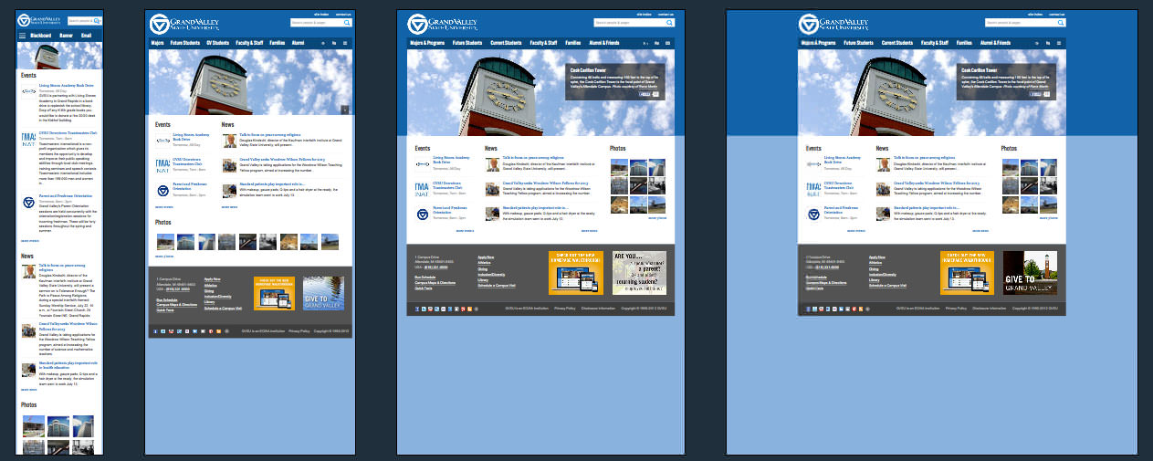 Grand Valley State University responsive web design