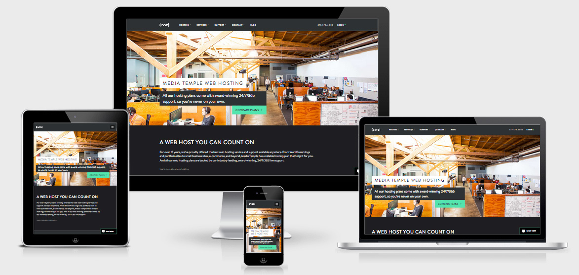 Media Temple in 4 responsive views