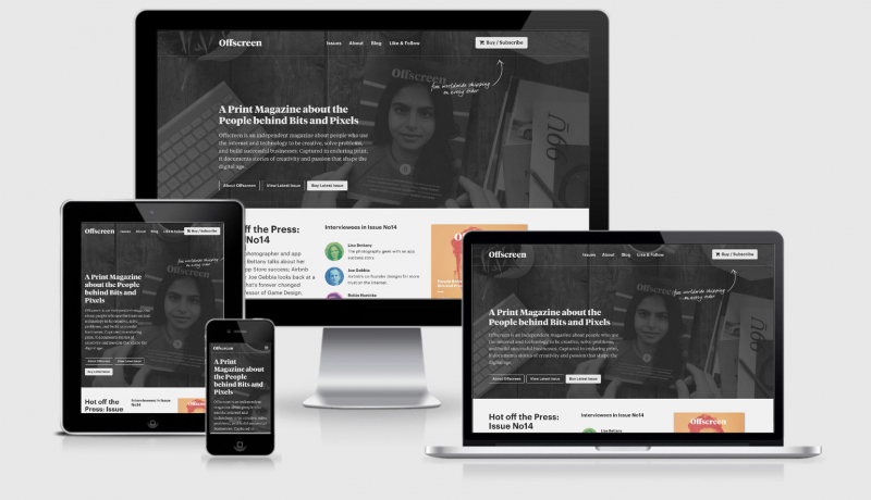 Offscreen Magazine across 4 responsive viewports