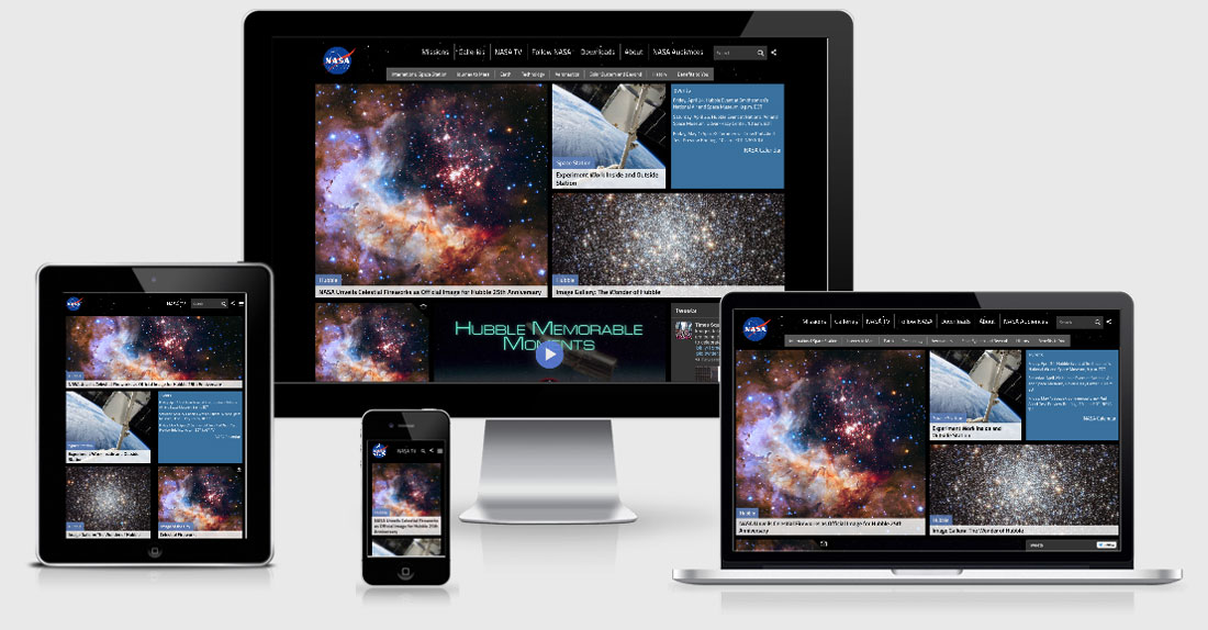 NASA website across 4 viewports
