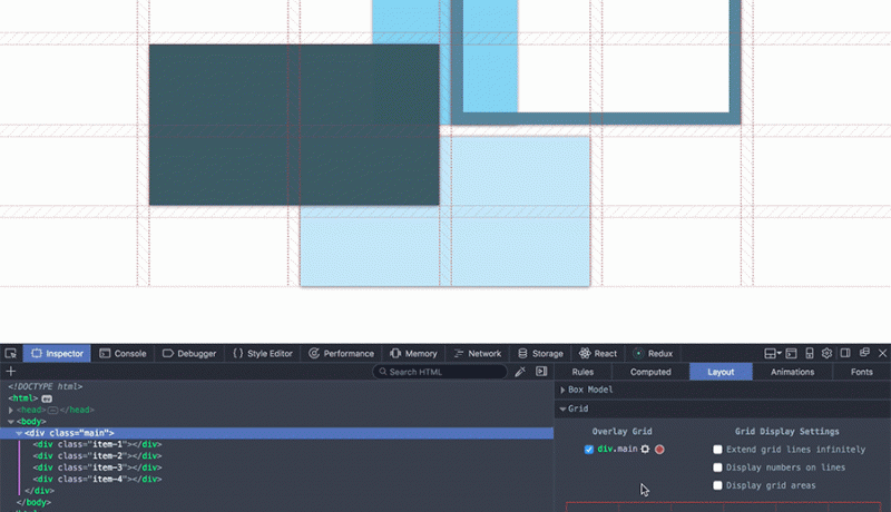 CSS Grid Firefox Inspector